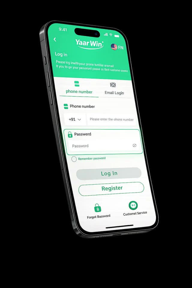 YaarWin enter password and login