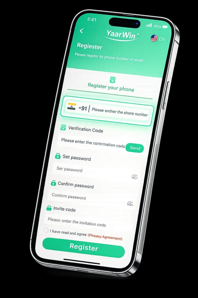 YaarWin enter phone number to register