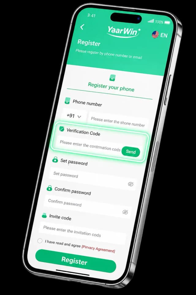 YaarWin verify OTP during registration