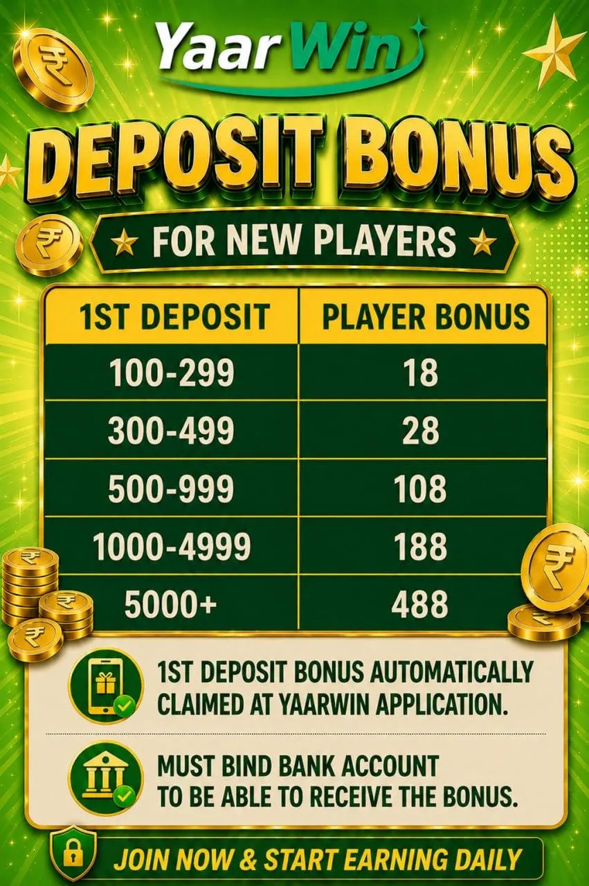 YaarWin deposit bonus up to ₹10,000